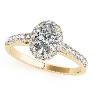 Diamond Halo Oval Shape Engagement Ring 14k Yellow Gold 1.00ct - All