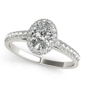 Diamond Halo Oval Shape Engagement Ring Platinum 1.00ct - All