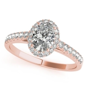 Diamond Halo Oval Shape Engagement Ring 18k Rose Gold 1.00ct - All