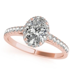 Diamond Halo Oval Shape Engagement Ring 18k Rose Gold 1.47ct - All