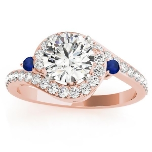 Halo Swirl Sapphire and Diamond Engagement Ring 14k Rose Gold 0.48ct - All