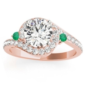 Halo Swirl Emerald and Diamond Engagement Ring 14k Rose Gold 0.48ct - All
