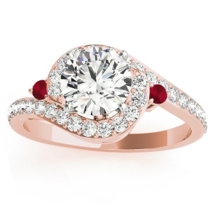 Halo Swirl Ruby and Diamond Engagement Ring 14k Rose Gold 0.48ct - All