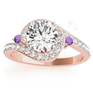 Halo Swirl Amethyst and Diamond Engagement Ring 14k Rose Gold 0.48ct - All