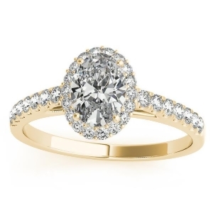 Diamond Halo Oval Shape Engagement Ring 14k Yellow Gold 0.26ct - All