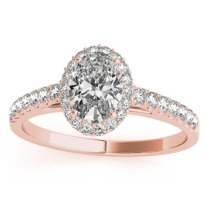 Diamond Halo Oval Shape Engagement Ring 14k Rose Gold 0.26ct - All