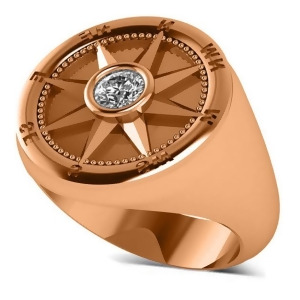 Men's Diamond Nautical Compass Fashion Ring 14k Rose Gold 0.25ct - All