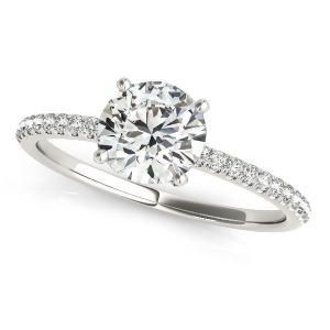 Diamond Accented Round Engagement Ring 18k White Gold 1.62ct - All