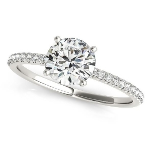 Diamond Accented Round Engagement Ring 18k White Gold 2.62ct - All