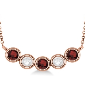 Diamond and Garnet 5-Stone Pendant Necklace 14k Rose Gold 2.00ct - All