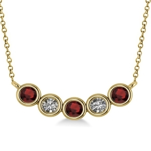 Diamond and Garnet 5-Stone Pendant Necklace 14k Yellow Gold 0.25ct - All