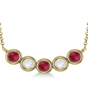 Diamond and Ruby 5-Stone Pendant Necklace 14k Yellow Gold 2.00ct - All