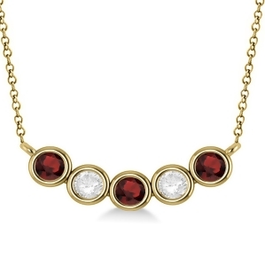 Diamond and Garnet 5-Stone Pendant Necklace 14k Yellow Gold 1.00ct - All