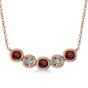 Diamond and Garnet 5-Stone Pendant Necklace 14k Rose Gold 0.25ct - All