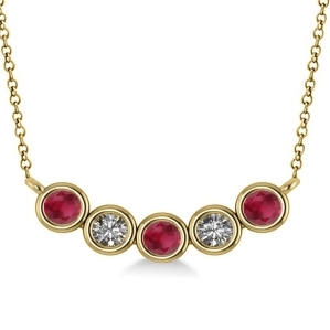 Diamond and Ruby 5-Stone Pendant Necklace 14k Yellow Gold 0.25ct - All