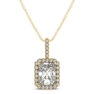 Emerald-cut Diamond Pendant Necklace 14k Yellow Gold 1.25ct - All