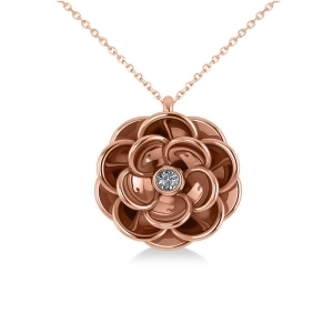 Diamond Round Flower Pendant Necklace 14k Rose Gold 0.05ct - All
