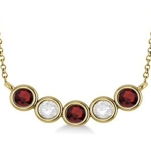 Diamond and Garnet 5-Stone Pendant Necklace 14k Yellow Gold 2.00ct - All
