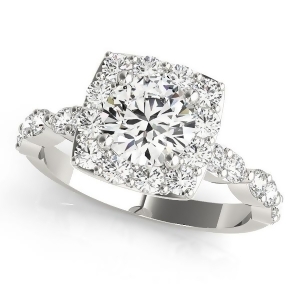 Diamond Sidestone Square Halo Engagement Ring 18k White Gold 1.72ct - All