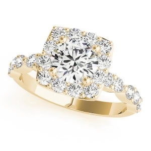 Diamond Sidestone Square Halo Engagement Ring 18k Yellow Gold 1.72ct - All