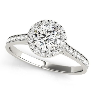 Diamond Halo Engagement Ring 14k White Gold 1.29ct - All
