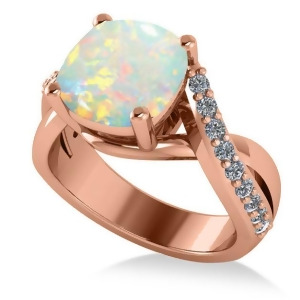 Twisted Cushion Opal Engagement Ring 14k Rose Gold 4.16ct - All