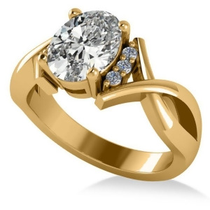 Twisted Oval Diamond Engagement Ring 14k Yellow Gold 2.09ct - All