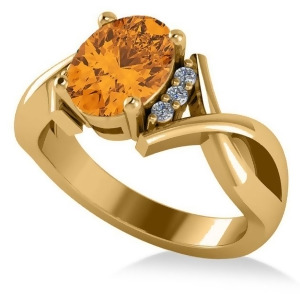 Twisted Oval Citrine Engagement Ring 14k Yellow Gold 1.84ct - All