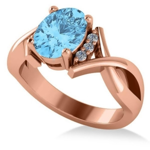 Twisted Oval Blue Topaz Engagement Ring 14k Rose Gold 2.59ct - All