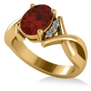 Twisted Oval Garnet Engagement Ring 14k Yellow Gold 2.19ct - All