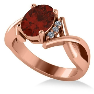 Twisted Oval Garnet Engagement Ring 14k Rose Gold 2.19ct - All