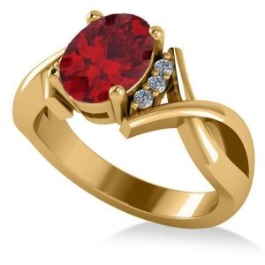 Twisted Oval Ruby Engagement Ring 14k Yellow Gold 2.29ct - All