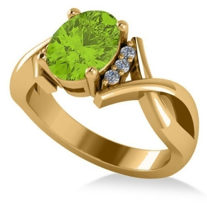 Twisted Oval Peridot Engagement Ring 14k Yellow Gold 2.09ct - All