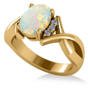 Twisted Oval Opal Engagement Ring 14k Yellow Gold 1.19ct - All