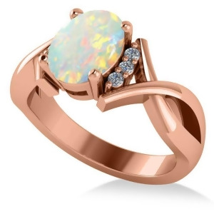 Twisted Oval Opal Engagement Ring 14k Rose Gold 1.19ct - All