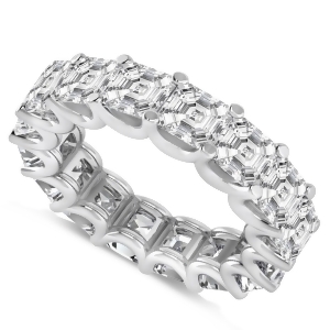 Asscher-cut Diamond Eternity Wedding Band Ring 14k White Gold 9.00ct - All