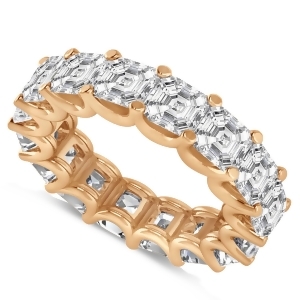 Asscher-cut Eternity Diamond Wedding Band Ring 14k Rose Gold 9.00ct - All