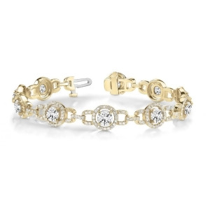 Luxury Halo Diamond Halo Link Bracelet 14k Yellow Gold 5.00ct - All