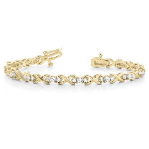 Diamond Xoxo Twisted Three Stone Link Bracelet 14k Yellow Gold 1.95ct - All