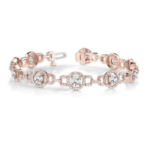 Luxury Halo Diamond Link Bracelet 18k Rose Gold 5.00ct - All