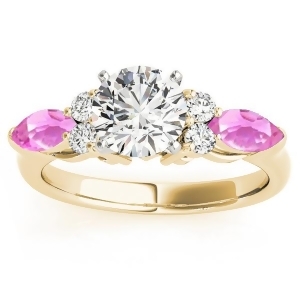 Pink Sapphire Marquise Accented Engagement Ring 14k Yellow Gold .66ct - All