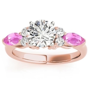 Pink Sapphire Marquise Accented Engagement Ring 14k Rose Gold .66ct - All