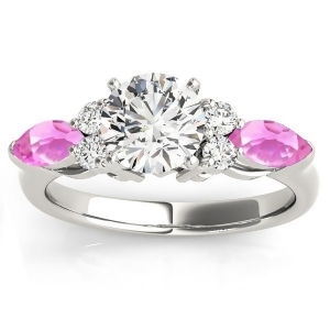 Pink Sapphire Marquise Accented Engagement Ring 18k White Gold .66ct - All