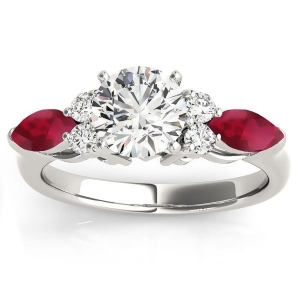 Ruby Marquise Accented Engagement Ring 18k White Gold .66ct - All