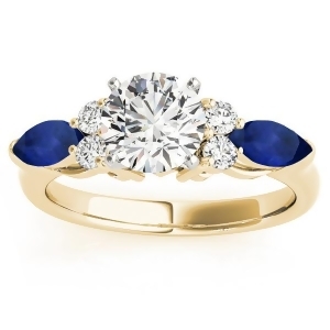 Blue Sapphire Marquise Accented Engagement Ring 14k Yellow Gold .66ct - All