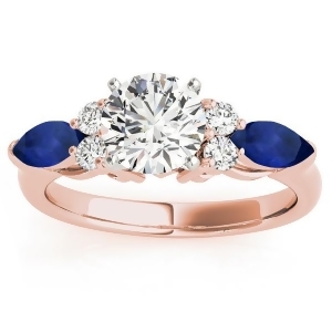 Blue Sapphire Marquise Accented Engagement Ring 14k Rose Gold .66ct - All
