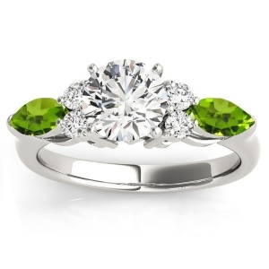 Peridot Marquise Accented Engagement Ring 18k White Gold .66ct - All