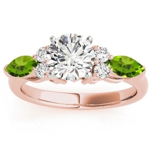 Peridot Marquise Accented Engagement Ring 18k Rose Gold .66ct - All