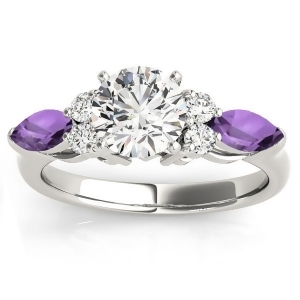 Amethyst Marquise Accented Engagement Ring 14k White Gold .66ct - All
