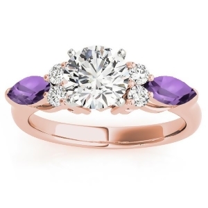 Amethyst Marquise Accented Engagement Ring 14k Rose Gold .66ct - All